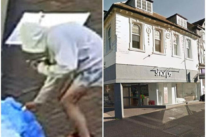 A man is wanted after five bags of rubbish outside a Northampton shop was set on fire in an arson attack.