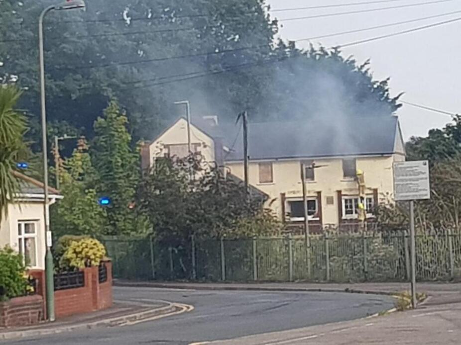 Firefighters at The Welsh Oak on Newport Road. Picture: Nia Godwin