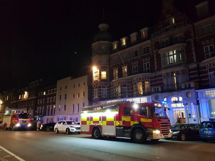 Four teams of firefighters were called to the Royal Hotel. (Picture: Weymouth Fire Station)