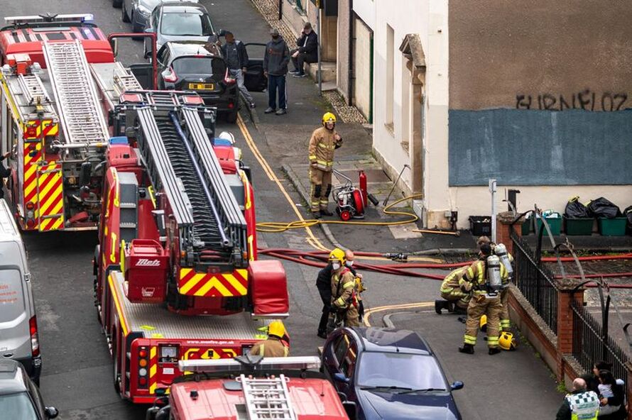 Firefighters on scene in Bishop Street on Saturday (Image: Matt Whiteley/ Black and Whiteley Photography)