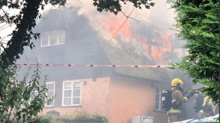 Firefighters at the scene in Sutton Scotney