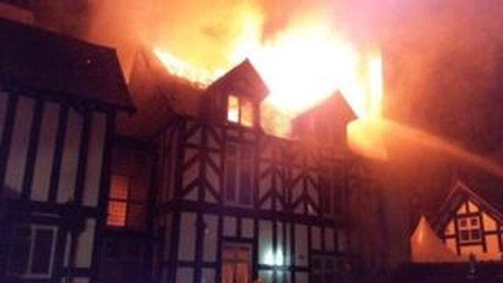 Fire engulfs the 19th century manor house