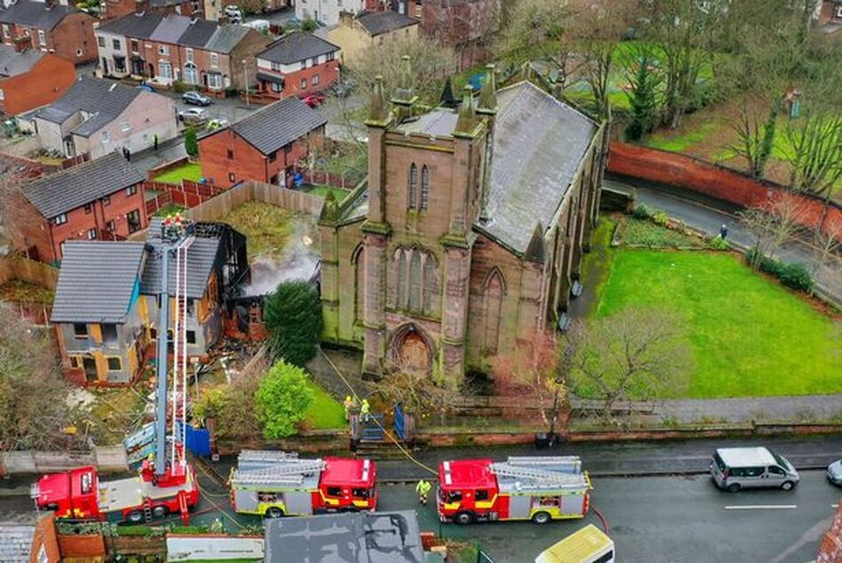   Aerial images of the scene of the fire on Trinity Street in Runcorn this afternoon, Friday, December 18. Pictures: Ian Cank Aerial Photography. (Image: Ian Cank Aerial Photography.) 