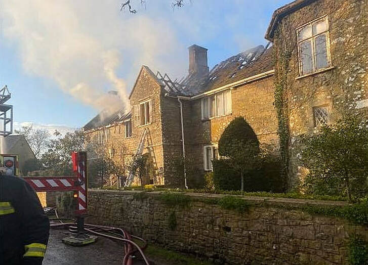 The roof of Weycroft Manor has been extensively damaged by the fire