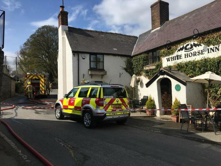 A fire engine attended the scene in Cilcain