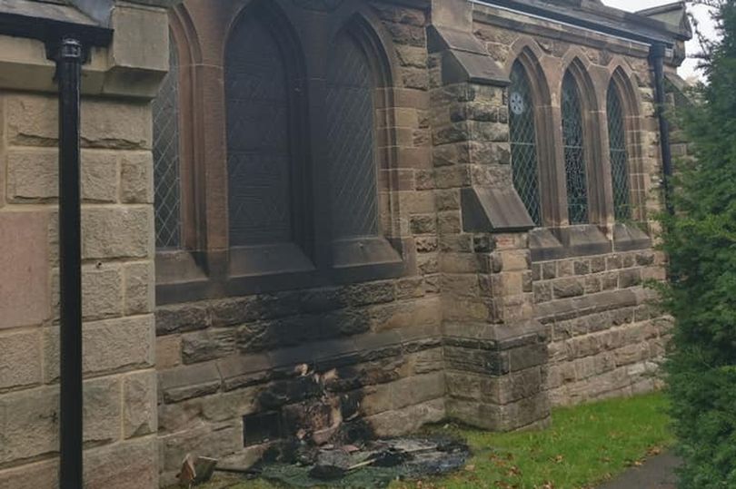 The damage the fire has done to the outside of St Paul's Church, in Quarndon (Image: St Paul's Church)