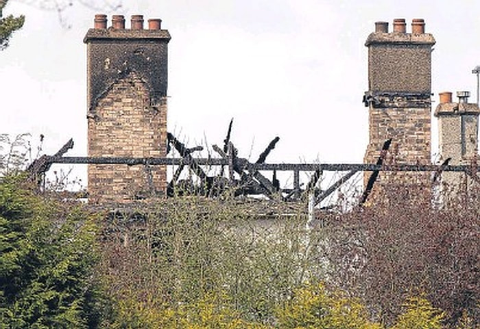 Damage to the roof from the 2017 fire