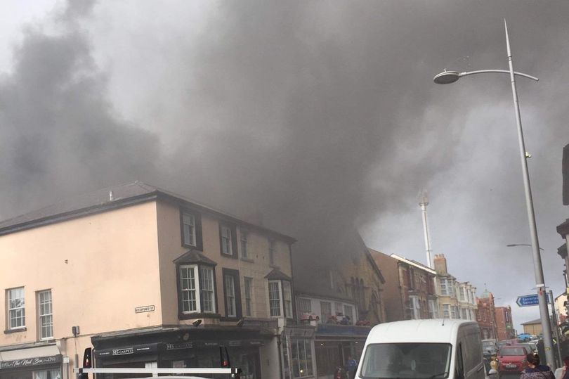 Smoke pours from a fire in Rhyl