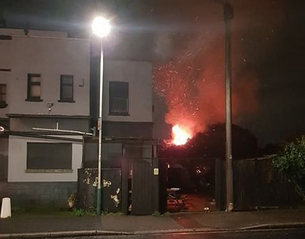 The fire started in a wooden shed adjacent to the pub.