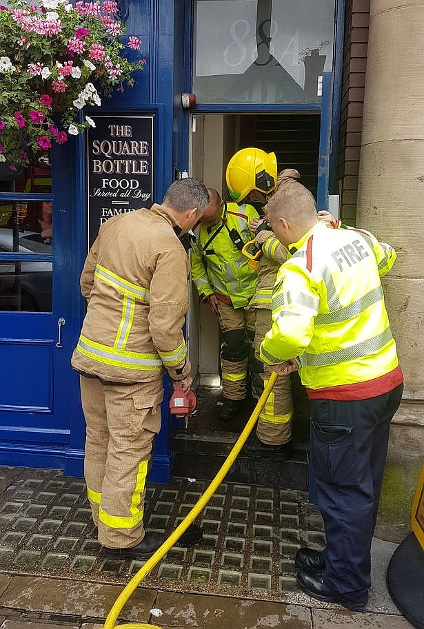 Fire crews were called to The Square Bottle in Chester. Picture by John Murray.