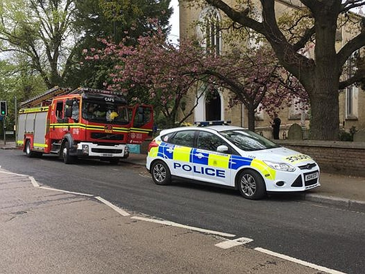 Emergency Services outside St James' Church