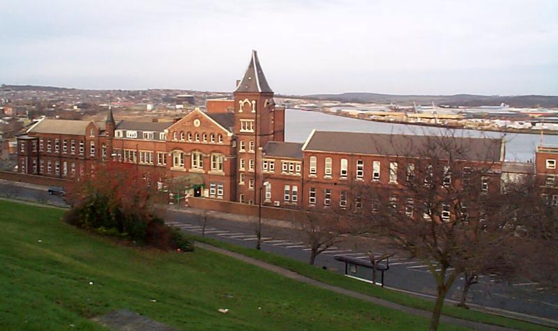 View of the old hospital from a nearby hill.