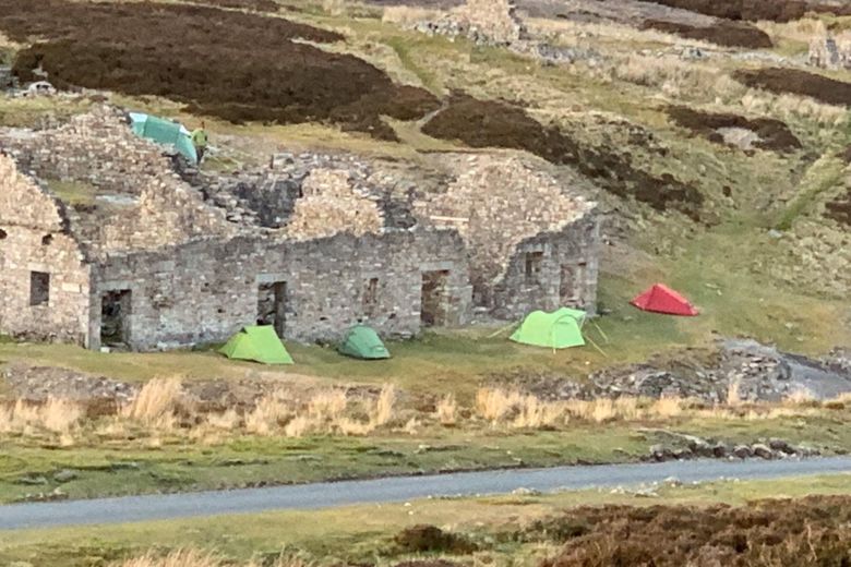 A local resident reported that five tents had been pitched and a fire had been lit close to the ruins.
