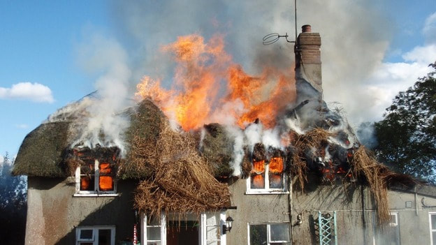 Fire at a Thatched Cottage, Moreton, near Dorchester, Dorset - 19 September 2012  