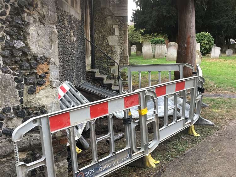 The fire was started near a gas main outside St Michael's Church in Sittingbourne