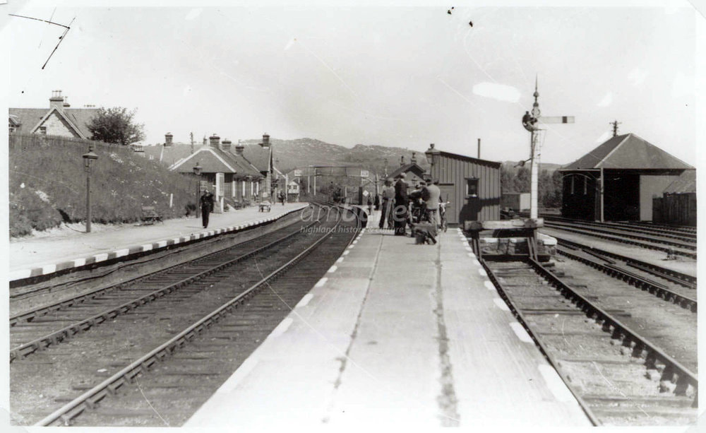 This is a view of Boat of Garten station, taken from the southern end in June 1949
