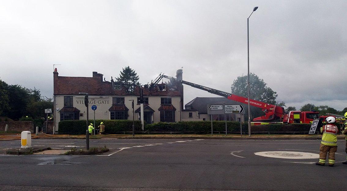 The roof of The Village Gate pub has been destroyed
