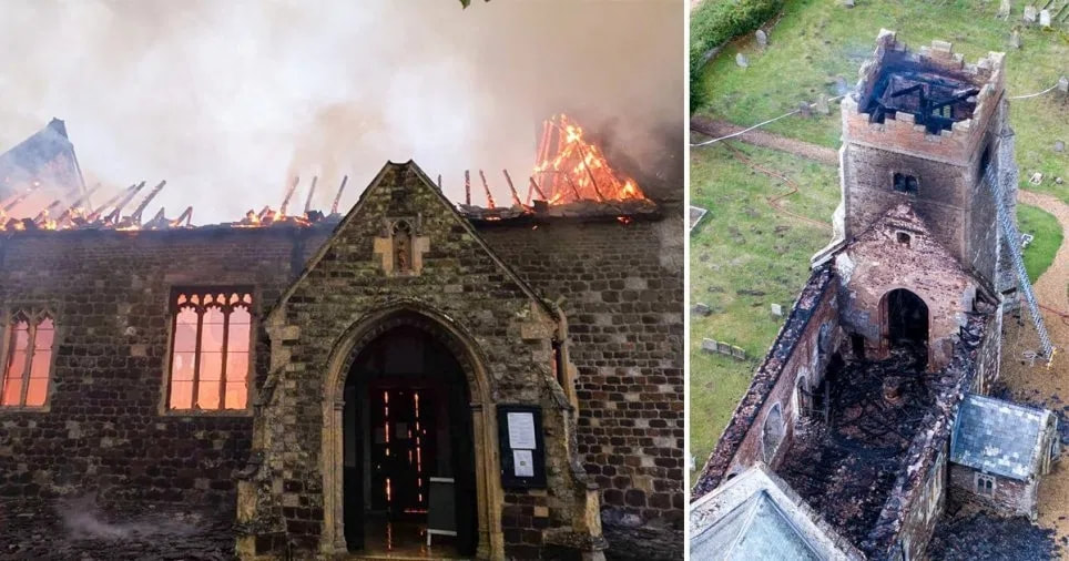 The fire gutted the medieval Norfolk church (Picture: Geoff Robinson Photography)